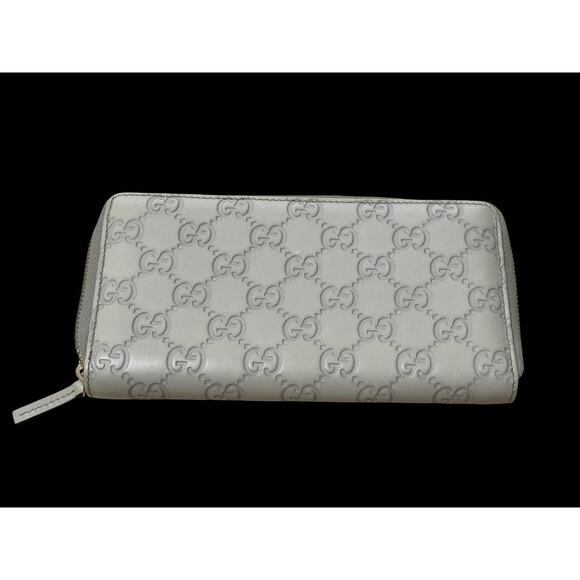 GUCCI Guccissima Leather Zip Around Wallet White Embossed GG Continental | COA - Picture 2 of 13